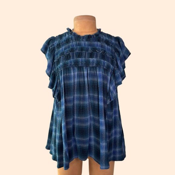 Free People Not Your Average Girl Plaid Top - Picture 1 of 8